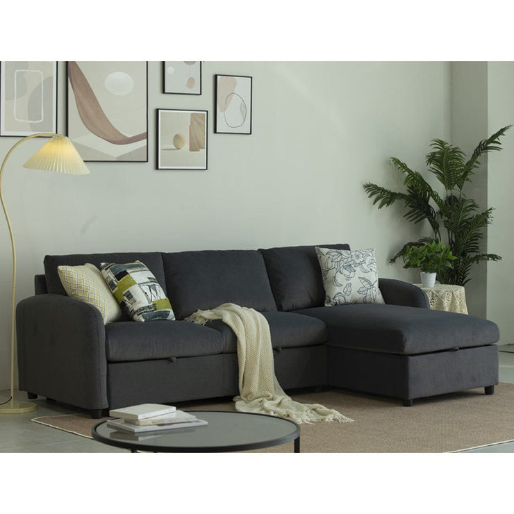 Anti-Scratching Microfibre Fabric Corner Sofa Storage Sofa 3 Seater Corner Sofa With Chaise