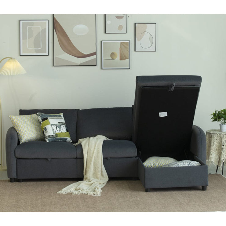 Anti-Scratching Microfibre Fabric Corner Sofa Storage Sofa 3 Seater Corner Sofa With Chaise