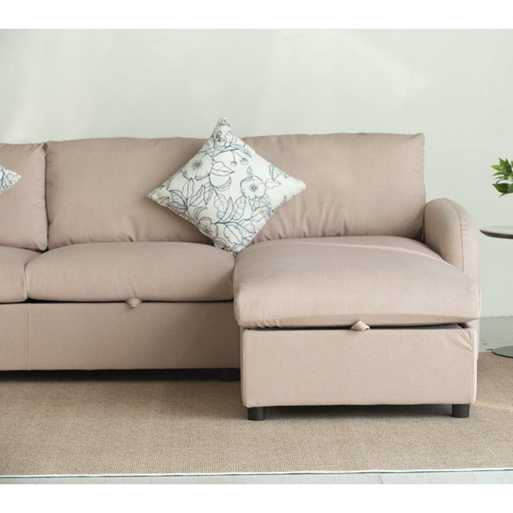 Anti-Scratching Microfibre Fabric Corner Sofa Storage Sofa 3 Seater Corner Sofa With Chaise