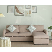 Anti-Scratching Microfibre Fabric Corner Sofa Storage Sofa 3 Seater Corner Sofa With Chaise