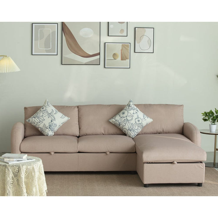 Anti-Scratching Microfibre Fabric Corner Sofa Storage Sofa 3 Seater Corner Sofa With Chaise