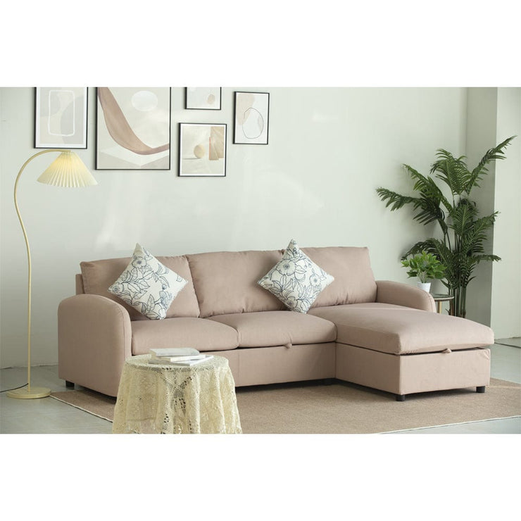 Anti-Scratching Microfibre Fabric Corner Sofa Storage Sofa 3 Seater Corner Sofa With Chaise