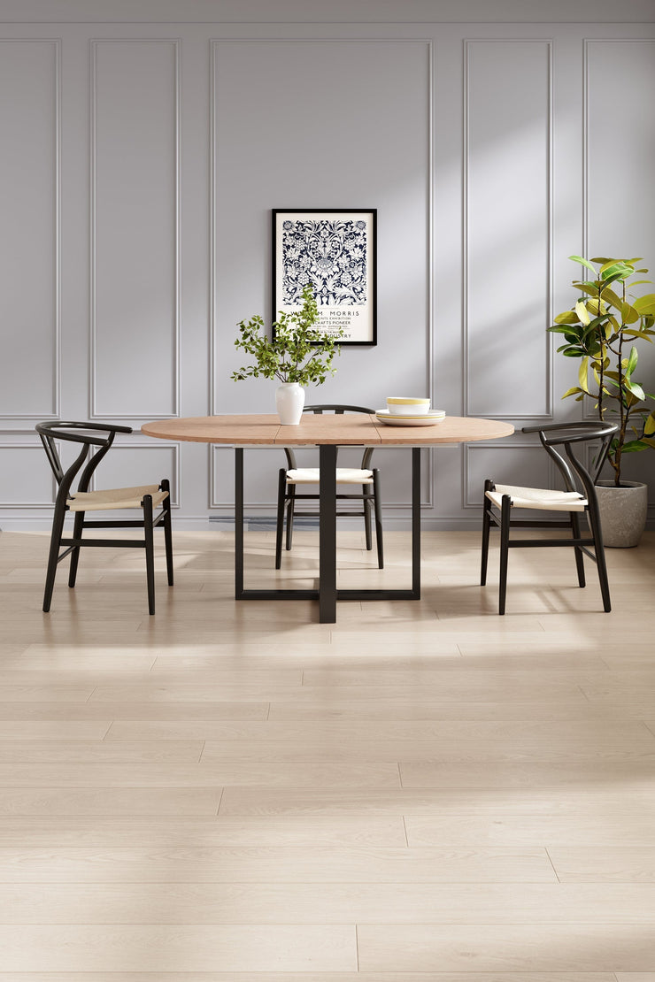 Belluno Industrial Style 160cm Round Extending Dining Table With 2/4 Dining Chairs