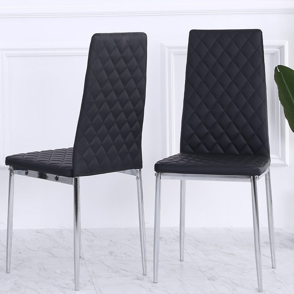 Black and chrome dining chairs set store of 4