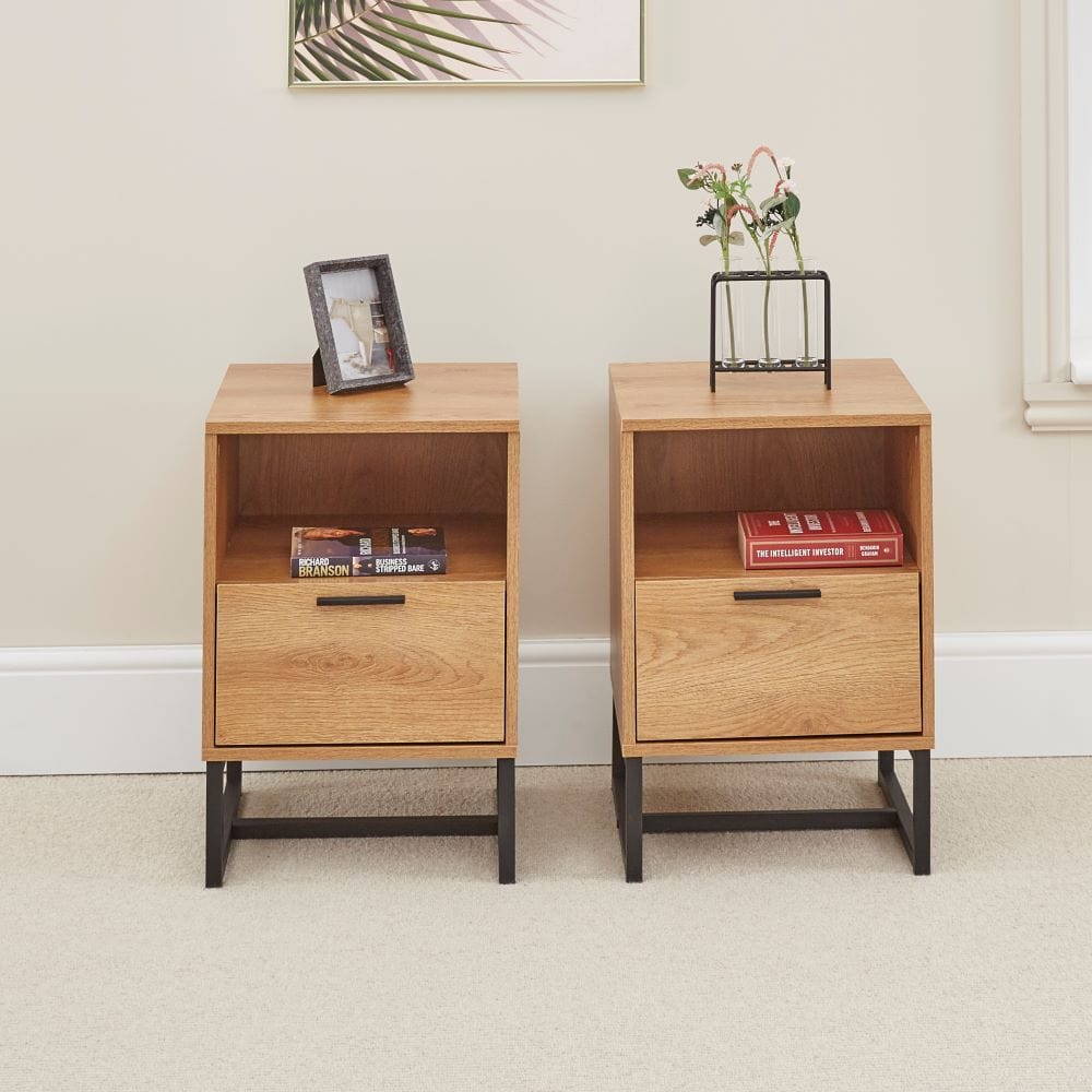 Industrial style on sale bedside table