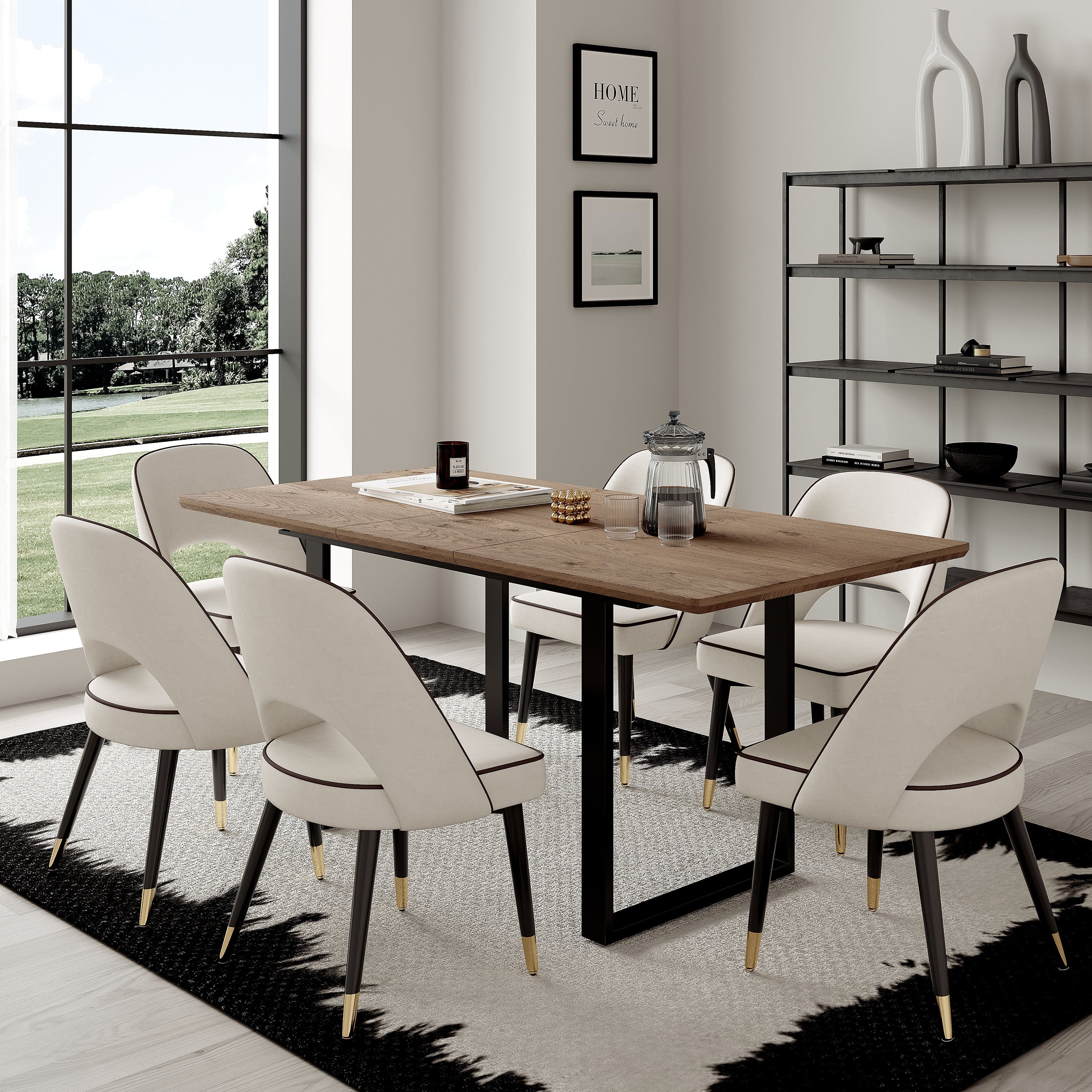 Belluno 180cm Extending Wooden Dining Table Set With 4-6 Seater Chairs