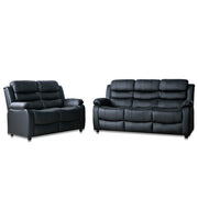 PU Fixed Black 2 Seater Sofa /3 Seater Sofa Set