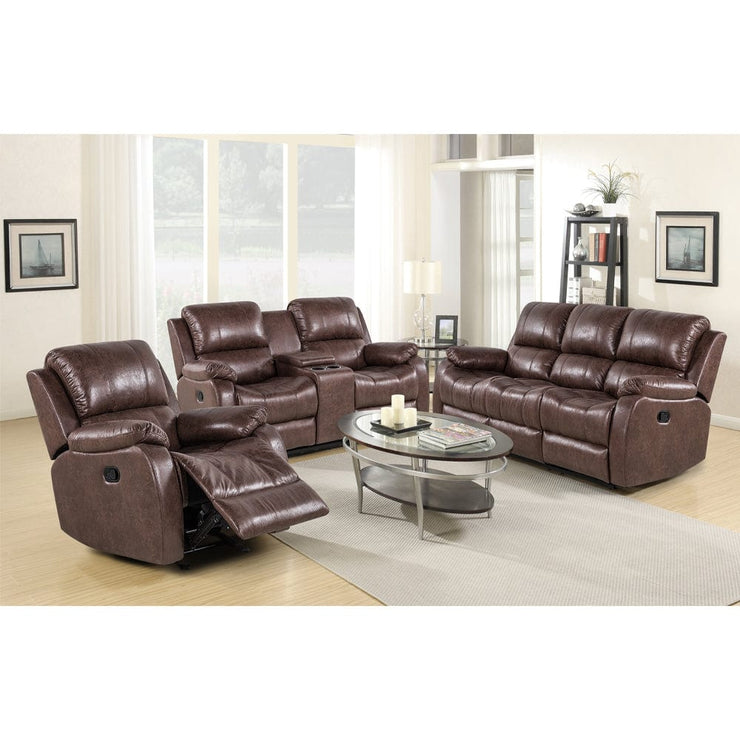 Leatheire Brown Manual Recliner 3 Seater Sofa / 2 Seater Sofa/ Armchair Set