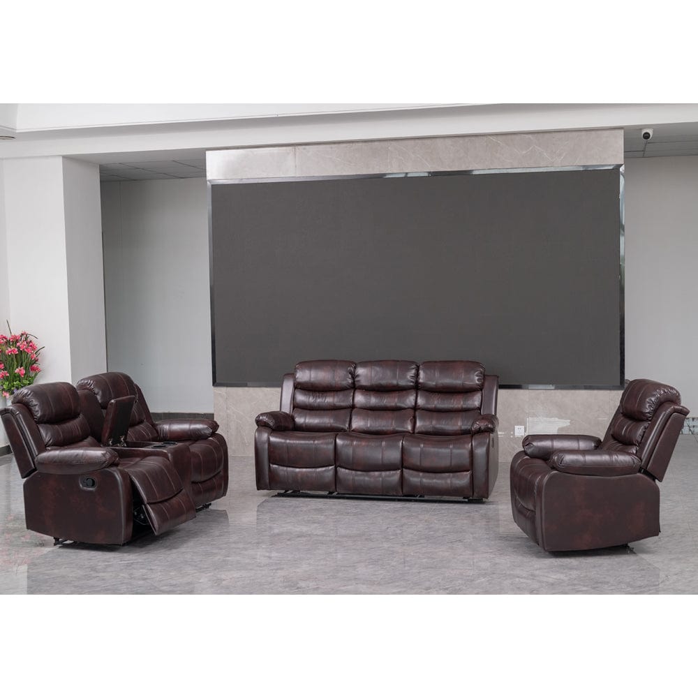 Brown PU Leather Manual Recliner 2 Seater Sofa/3 Seater Sofa / Armchair Set