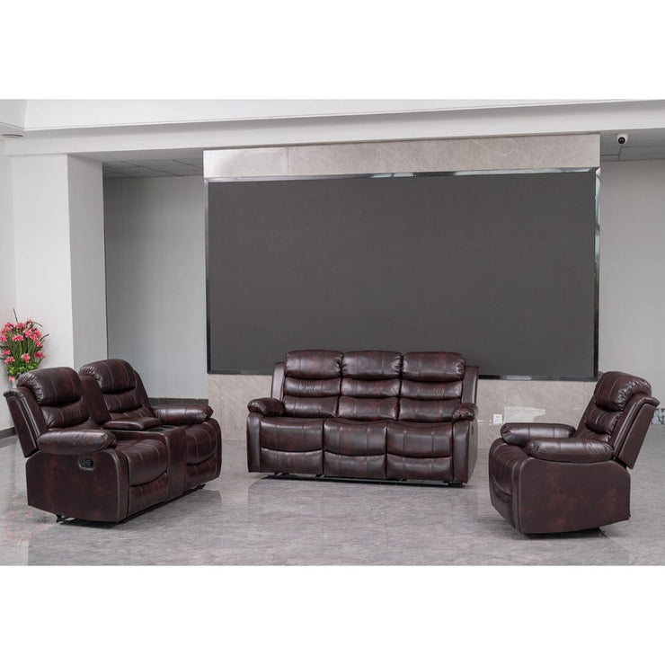 Brown PU Leather Manual Recliner 2 Seater Sofa/3 Seater Sofa / Armchair Set