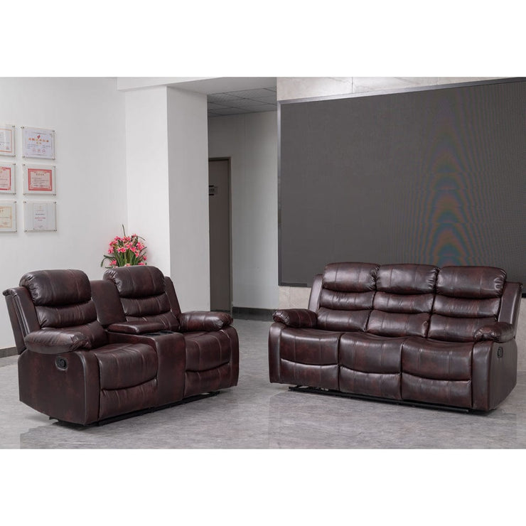 Brown PU Leather Manual Recliner 2 Seater Sofa/3 Seater Sofa / Armchair Set