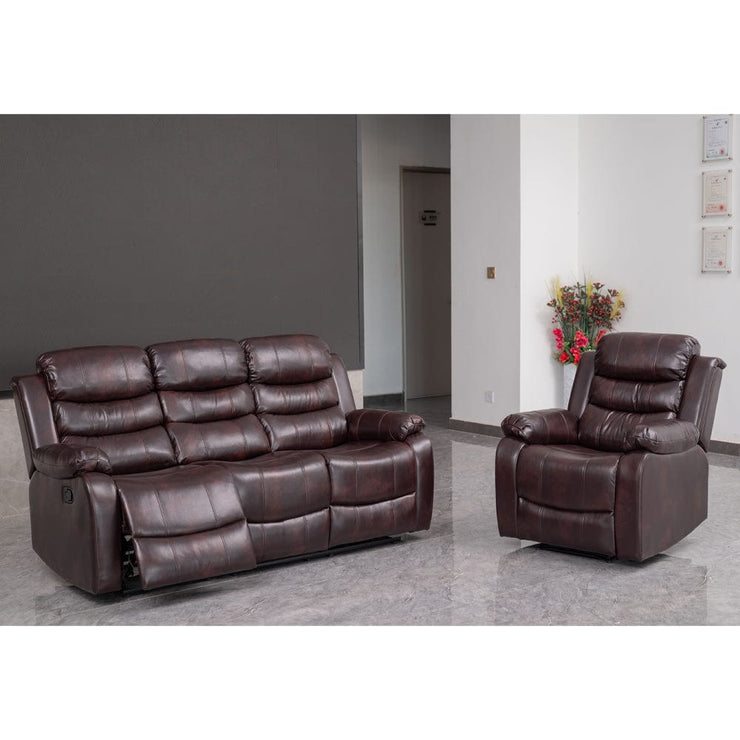 Brown PU Leather Manual Recliner 2 Seater Sofa/3 Seater Sofa / Armchair Set