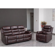 Brown PU Leather Manual Recliner 2 Seater Sofa/3 Seater Sofa / Armchair Set