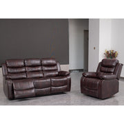 Brown PU Leather Manual Recliner 2 Seater Sofa/3 Seater Sofa / Armchair Set