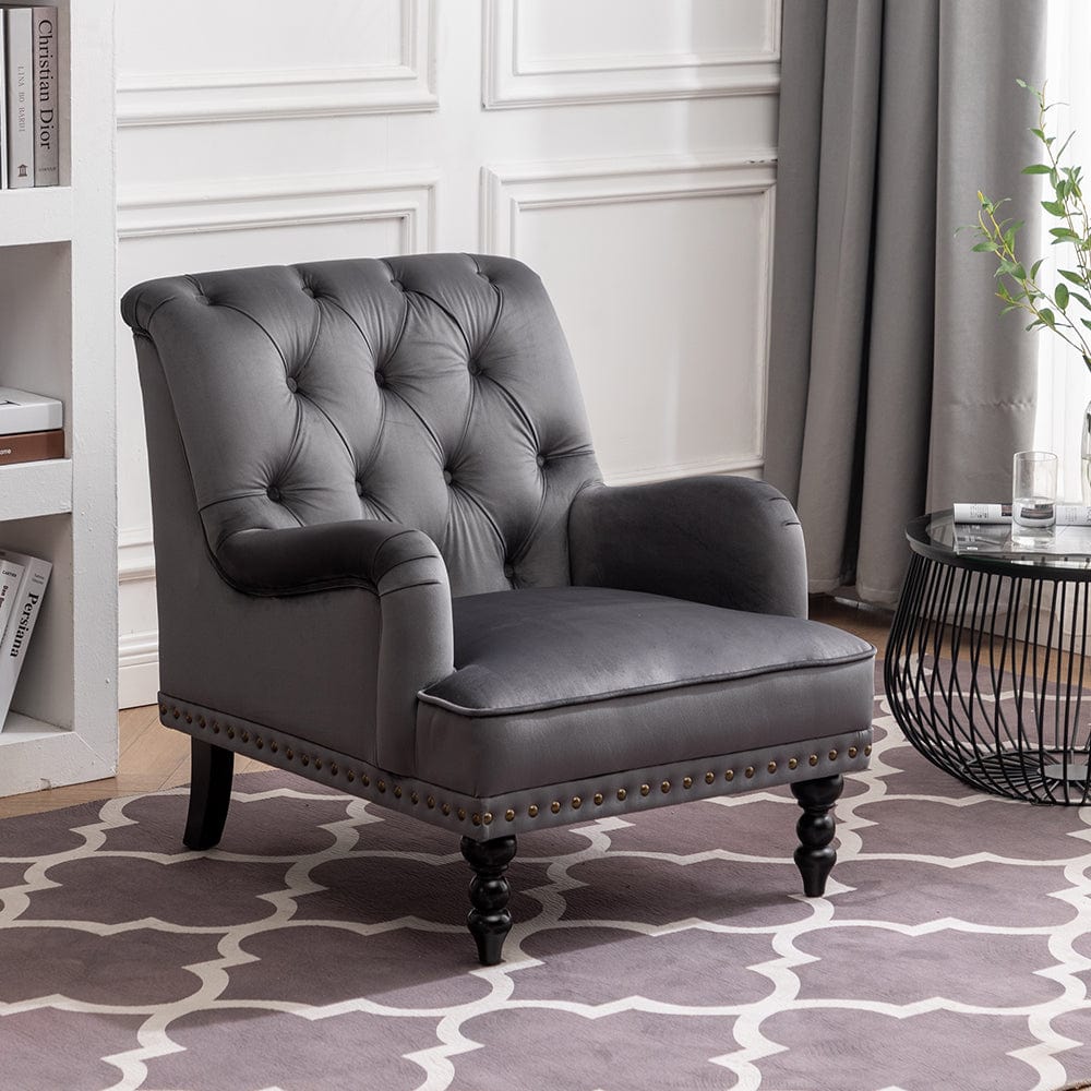 Darwin Dark Grey Velvet Accent Chair