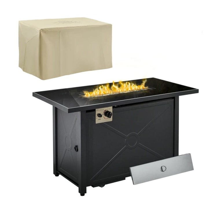 Outdoor Propane Gas Fire Pit Table With Rain Cover