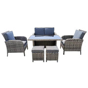 Outdoor Rattan Garden Furniture 6 Seater Sofa Dining Set In Grey