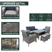 Outdoor Rattan Garden Furniture 6 Seater Sofa Dining Set In Grey