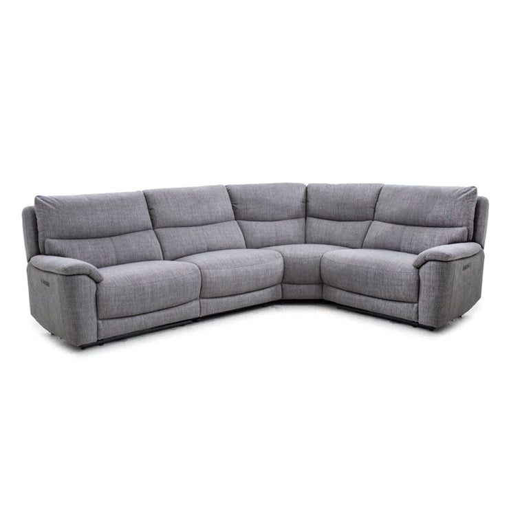 Grey Fabric Corner Recliner Sofa Lounge Set With USB charger