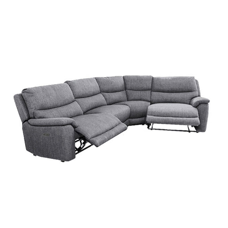 Grey Fabric Corner Recliner Sofa Lounge Set With USB charger