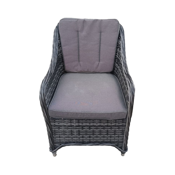 Aura 6 Seater Rattan Garden Furniture With Round Table Fire Pit Set In Grey