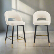 Set Of 2 Amore Velvet Upholstery Bar Stool With Gold Ornament