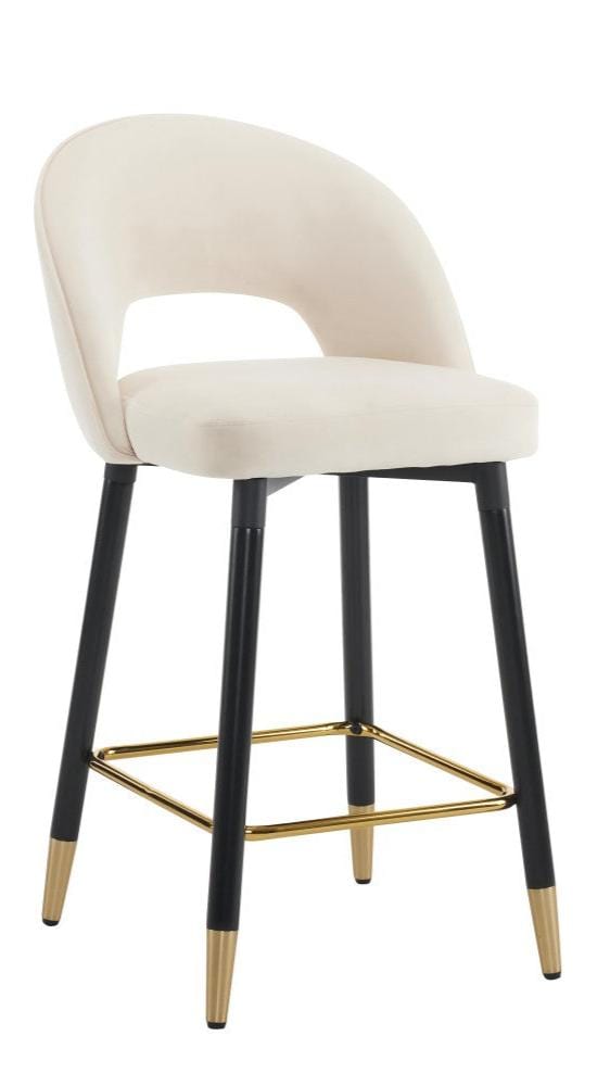 Set Of 2 Amore Velvet Upholstery Bar Stool With Gold Ornament