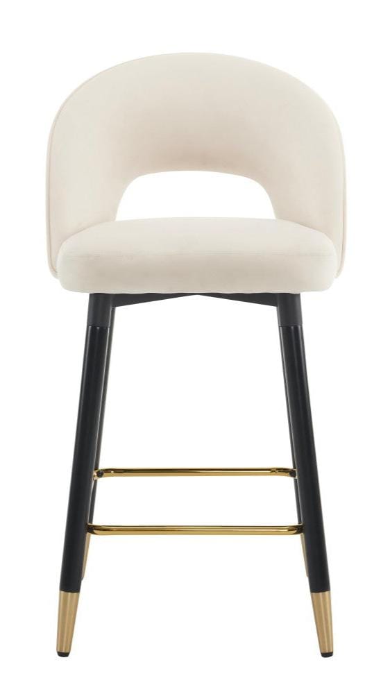 Set Of 2 Amore Velvet Upholstery Bar Stool With Gold Ornament