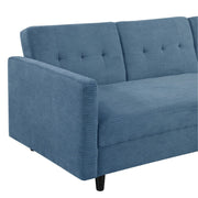 Avery Reversible Blue Corduroy Corner Sofa With Storage Chaise and Ottoman Bench