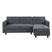 Avery Reversible Grey Corduroy Corner Sofa With Storage Chaise and Ottoman Bench