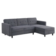 Avery Reversible Grey Corduroy Corner Sofa With Storage Chaise and Ottoman Bench