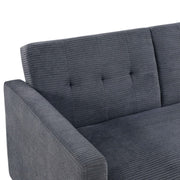 Avery Reversible Grey Corduroy Corner Sofa With Storage Chaise and Ottoman Bench