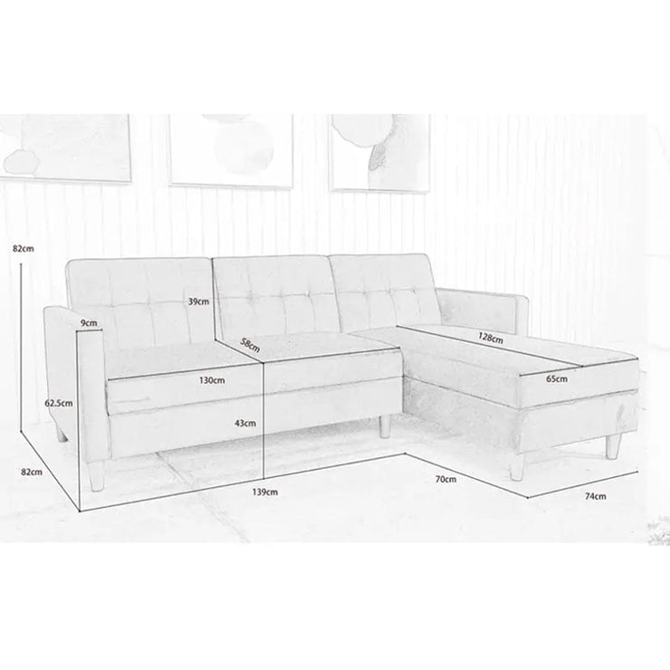 Avery Reversible Grey Corduroy Corner Sofa With Storage Chaise and Ottoman Bench