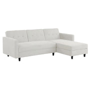 Avery Reversible White Corduroy Corner Sofa With Storage Chaise and Ottoman Bench