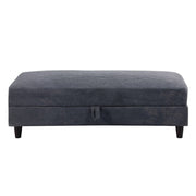 Avery Reversible Grey Corduroy Corner Sofa With Storage Chaise and Ottoman Bench