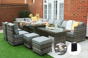 Barcelona 12 Seater Rattan Garden Furniture Dining Set with Extending Table