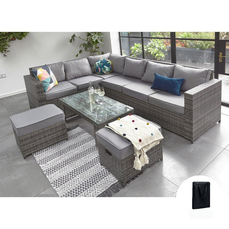 Barcelona Grey Modular 8 Seater Rattan Corner Sofa Set