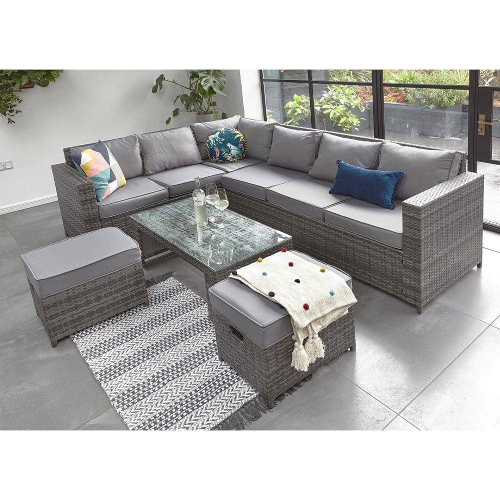 Barcelona Grey Modular 8 Seater Rattan Corner Sofa Set Furniture Maxi