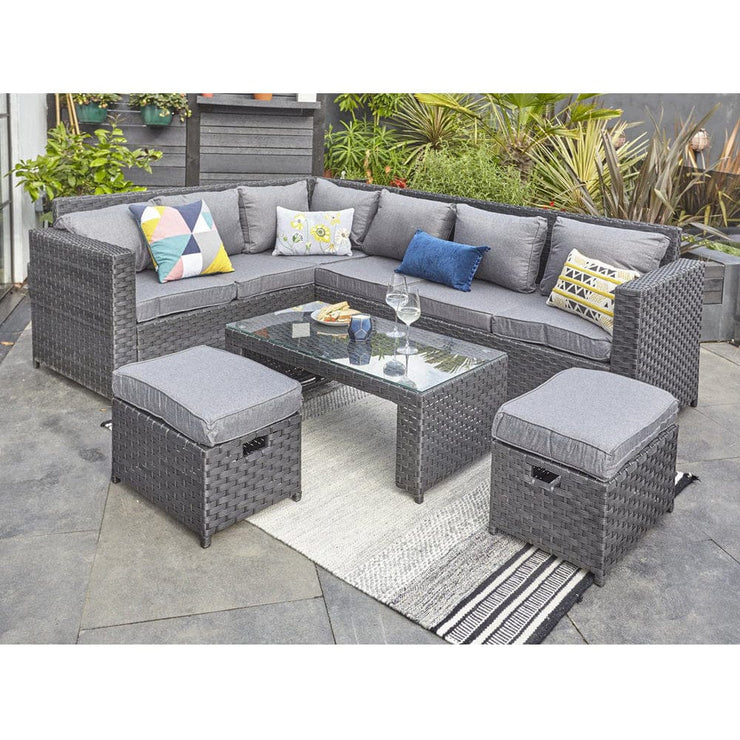 Barcelona Black Modular 8 Seater Rattan Corner Sofa Set