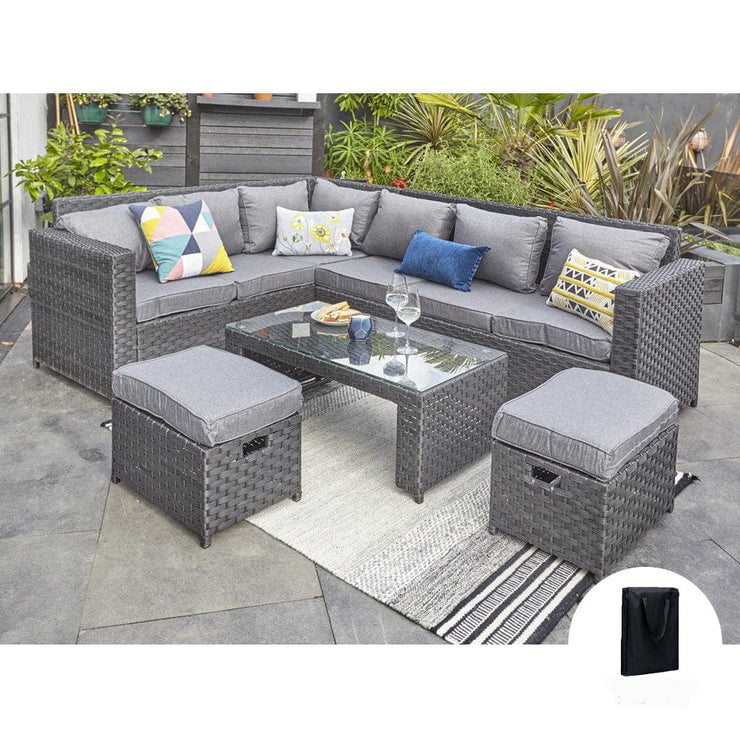 Barcelona Black Modular 8 Seater Rattan Corner Sofa Set