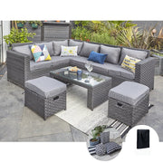 Barcelona Black Modular 8 Seater Rattan Corner Sofa Set