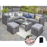 Barcelona Black Modular 8 Seater Rattan Corner Sofa Set