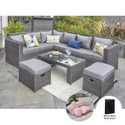 Barcelona Black Modular 8 Seater Rattan Corner Sofa Set