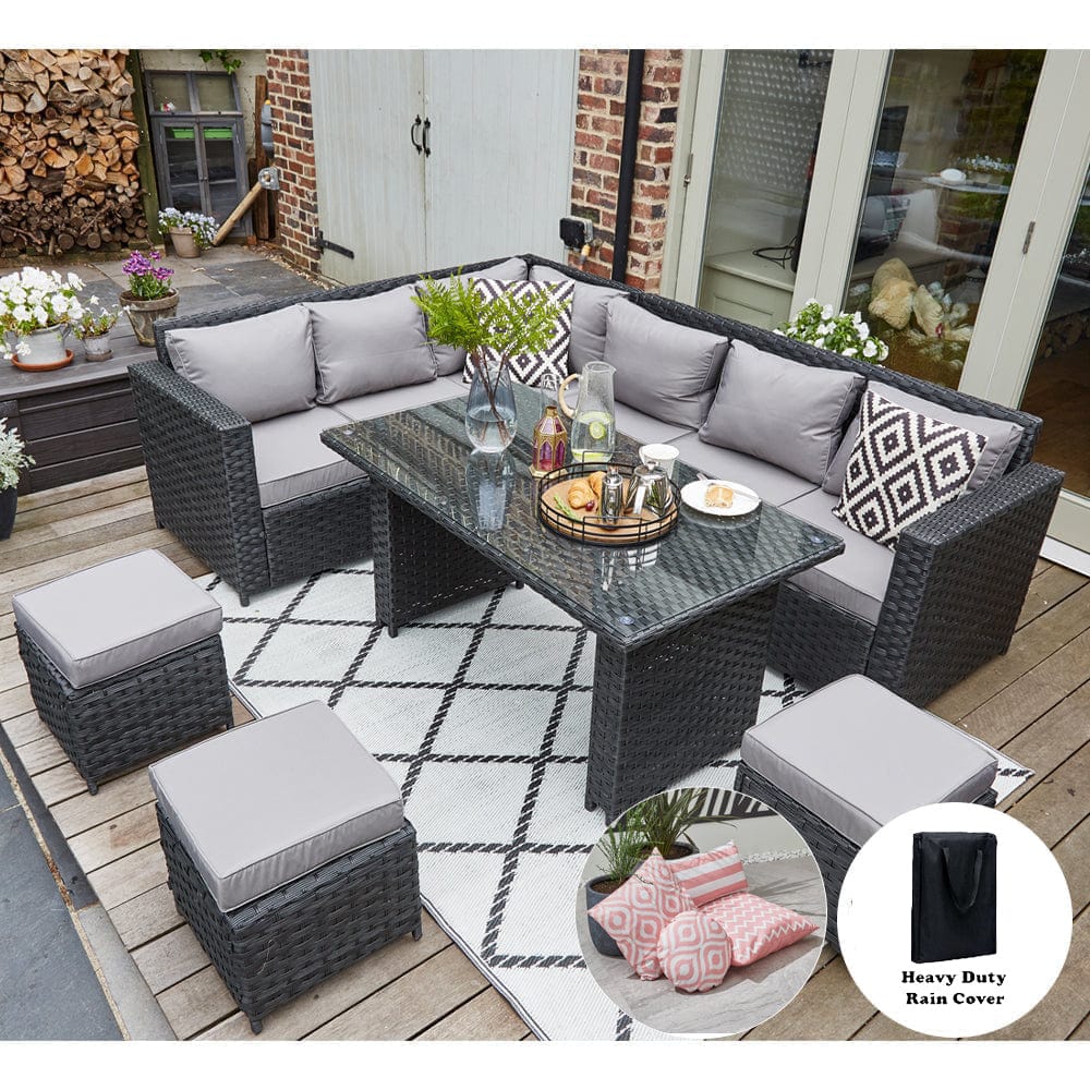 Rattan 9 piece garden furniture sale