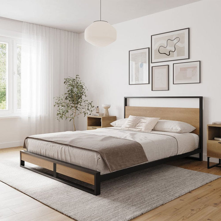 Belluno Industrial Style Wooden Bed Frame