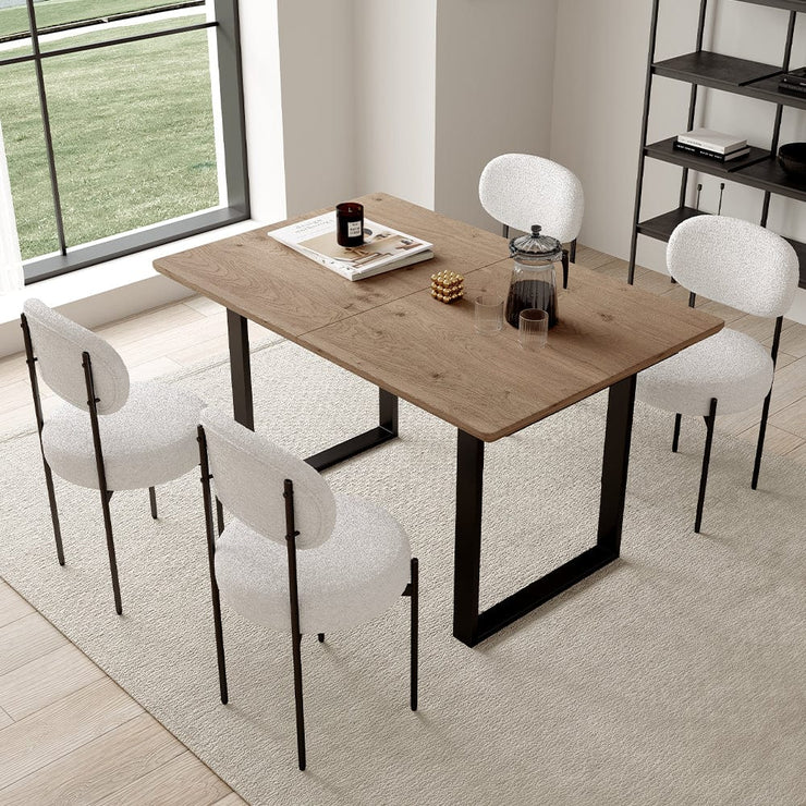 Belluno 180cm Extending Dining Table Set With 4 Boucle Chairs