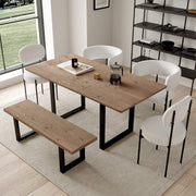 Belluno 180cm Extending Dining Table Set With 4 Boucle Chairs And Bench