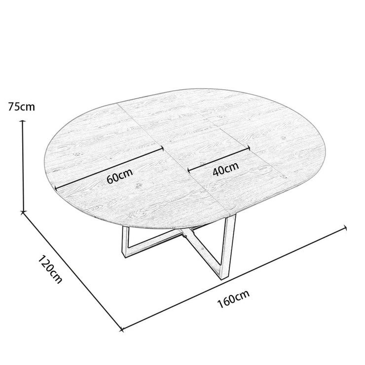 Belluno Industrial Style 160cm Round Extending Dining Table With 2/4 Dining Chairs