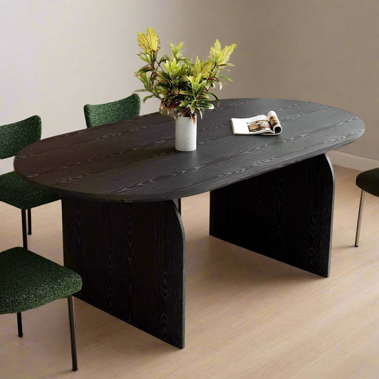 Belluno Oak Or Black 4-6 Seater 200cm Oval Dining Table