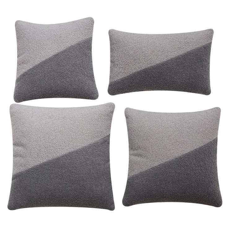 Birchcraft Teddy Fleece 4 Piece Indoor Soft Throw Pillow Set Scatter Cushions